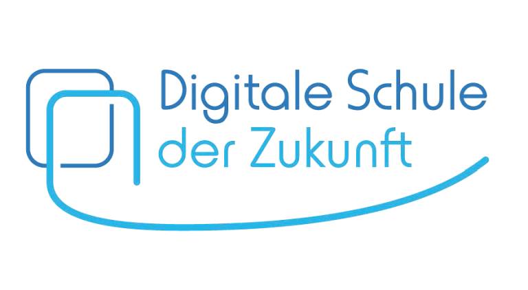 Digitale Schule der Zukunft Logo der digitalen Schule der Zukunft in blauer Schrift auf weißem Hintergrund.